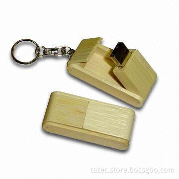 Wooden Bootable USB Flash Drive with Chain and Foldaway Switch Design, OEM Orders are Welcome